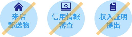 来店郵送物・信用情報審査・収入証明提出なし